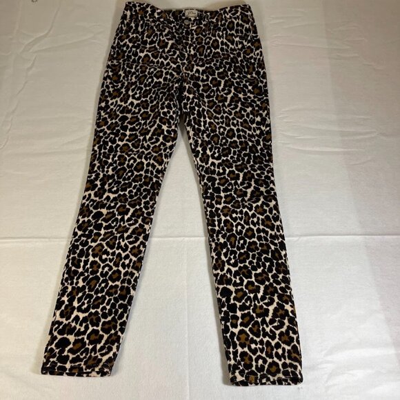 J Crew AQ627 Highest Rise Toothpick Pant in Leopard Stretch Corduroy Size 28T - Picture 2 of 9